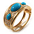 Wide Gold Tone Turquoise Style Crystal Hinged Bangle - Catwalk 2011 - view 12