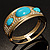 Wide Gold Tone Turquoise Style Crystal Hinged Bangle - Catwalk 2011 - view 3