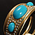 Wide Gold Tone Turquoise Style Crystal Hinged Bangle - Catwalk 2011 - view 5