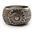 Chunky Floral Hinged Bangle (Burn Silver Tone)