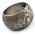 Chunky Floral Hinged Bangle (Burn Silver Tone) - view 4