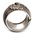 Chunky Floral Hinged Bangle (Burn Silver Tone) - view 5