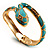 Gold Tone Enamel Crystal Snake Bangle Bracelet (Aqua) - view 15