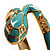 Gold Tone Enamel Crystal Snake Bangle Bracelet (Aqua) - view 3