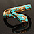 Gold Tone Enamel Crystal Snake Bangle Bracelet (Aqua) - view 12