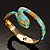 Gold Tone Enamel Crystal Snake Bangle Bracelet (Aqua) - view 14