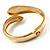 Gold Tone Snake Hinged Bangle Bracelet (Aqua) - view 5