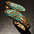 Gold Tone Snake Hinged Bangle Bracelet (Aqua) - view 11