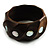 Twisted Chunky Wood Bangle with Shell Inlay (Brown) - Medium - up to 18cm - view 4