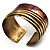 Two-Tone Diagonal Wide Ethnic Cuff (Antique Gold&Red) - view 2