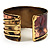 Two-Tone Diagonal Wide Ethnic Cuff (Antique Gold&Red) - view 3