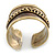 Wide Two-Tone 'Wavy Line' Ethnic Cuff Bangle - Adjustable - view 5