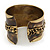 Wide Two-Tone 'Wavy Line' Ethnic Cuff Bangle - Adjustable - view 6
