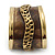 Wide Two-Tone 'Wavy Line' Ethnic Cuff Bangle - Adjustable - view 3
