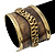 Wide Two-Tone 'Wavy Line' Ethnic Cuff Bangle - Adjustable - view 2