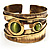 Wide Cut Out Green Cat Eye Geometric Ethnic Cuff Bracelet