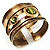 Wide Cut Out Green Cat Eye Geometric Ethnic Cuff Bracelet - view 12