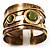 Wide Cut Out Green Cat Eye Geometric Ethnic Cuff Bracelet - view 5