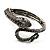 Vintage Diamante Snake Bangle Bracelet (Burn Silver Tone) - view 2