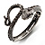 Vintage Diamante Snake Bangle Bracelet (Burn Silver Tone)