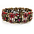 Victorian Red Crystal Floral Flex Cuff Bangle (Bronze Tone) - view 6