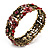 Victorian Red Crystal Floral Flex Cuff Bangle (Bronze Tone) - view 5