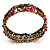 Victorian Red Crystal Floral Flex Cuff Bangle (Bronze Tone) - view 8