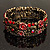 Victorian Red Crystal Floral Flex Cuff Bangle (Bronze Tone) - view 2