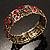 Victorian Red Crystal Floral Flex Cuff Bangle (Bronze Tone) - view 3