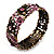Victorian Pink Crystal Floral Flex Cuff Bangle (Bronze Tone) - view 4