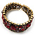 Bronze Tone Red Crystal Floral Cuff Bangle - view 6