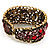 Bronze Tone Red Crystal Floral Cuff Bangle - view 4