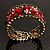 Bronze Tone Red Crystal Floral Cuff Bangle - view 5
