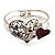 Ruby Red Diamante Heart Hinged Bangle Bracelet (Silver Tone) - view 3
