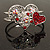 Ruby Red Diamante Heart Hinged Bangle Bracelet (Silver Tone) - view 4