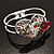Ruby Red Diamante Heart Hinged Bangle Bracelet (Silver Tone) - view 12