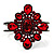 Hot Red Crystal Floral Hinged Bangle Bracelet (Gun Metal) - view 9