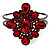 Hot Red Crystal Floral Hinged Bangle Bracelet (Gun Metal) - view 2