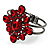 Hot Red Crystal Floral Hinged Bangle Bracelet (Gun Metal)
