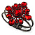 Hot Red Crystal Floral Hinged Bangle Bracelet (Gun Metal) - view 4