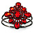 Hot Red Crystal Floral Hinged Bangle Bracelet (Gun Metal) - view 3