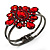 Hot Red Crystal Floral Hinged Bangle Bracelet (Gun Metal) - view 10