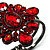 Hot Red Crystal Floral Hinged Bangle Bracelet (Gun Metal) - view 7