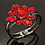 Hot Red Crystal Floral Hinged Bangle Bracelet (Gun Metal) - view 8