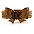 Swarovski Crystal Antique Gold Tone Bow Hinged Bangle Bracelet (Brown, Citrine, Amber Colour) - view 6