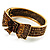 Swarovski Crystal Antique Gold Tone Bow Hinged Bangle Bracelet (Brown, Citrine, Amber Colour) - view 10