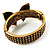 Swarovski Crystal Antique Gold Tone Bow Hinged Bangle Bracelet (Brown, Citrine, Amber Colour) - view 11