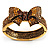 Swarovski Crystal Antique Gold Tone Bow Hinged Bangle Bracelet (Brown, Citrine, Amber Colour) - view 2