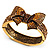Swarovski Crystal Antique Gold Tone Bow Hinged Bangle Bracelet (Brown, Citrine, Amber Colour) - view 4