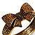 Swarovski Crystal Antique Gold Tone Bow Hinged Bangle Bracelet (Brown, Citrine, Amber Colour) - view 5